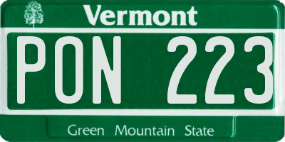 VT license plate PON223