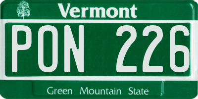 VT license plate PON226