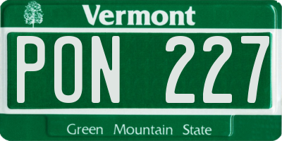 VT license plate PON227