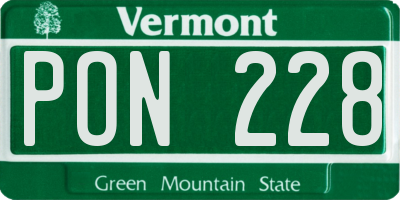 VT license plate PON228