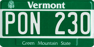 VT license plate PON230