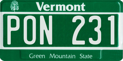 VT license plate PON231