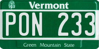 VT license plate PON233