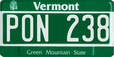 VT license plate PON238