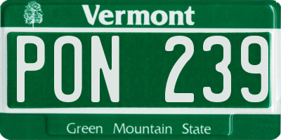 VT license plate PON239