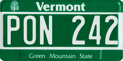 VT license plate PON242