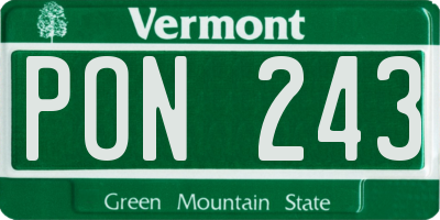 VT license plate PON243