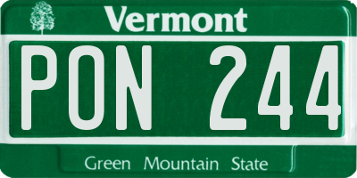 VT license plate PON244