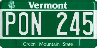 VT license plate PON245