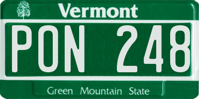 VT license plate PON248