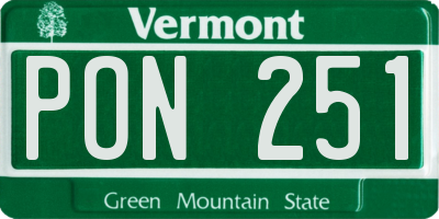 VT license plate PON251