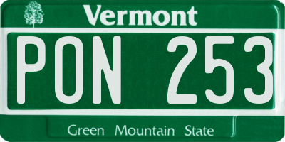 VT license plate PON253