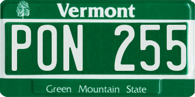 VT license plate PON255
