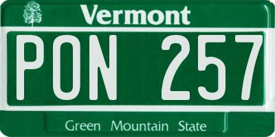 VT license plate PON257