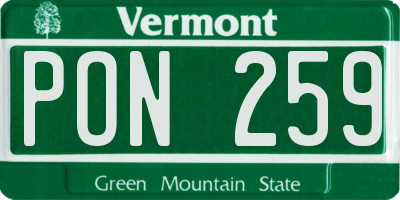 VT license plate PON259