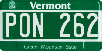 VT license plate PON262