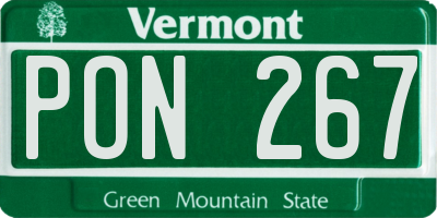 VT license plate PON267