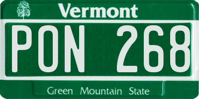 VT license plate PON268