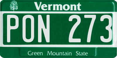 VT license plate PON273