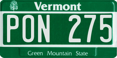 VT license plate PON275