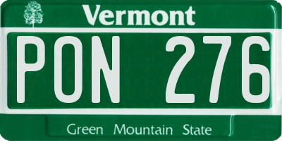 VT license plate PON276