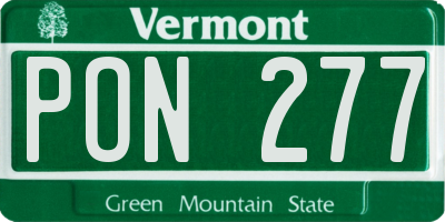 VT license plate PON277