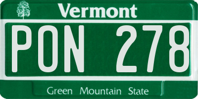 VT license plate PON278