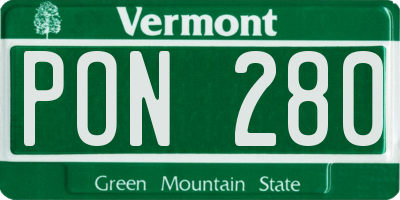 VT license plate PON280