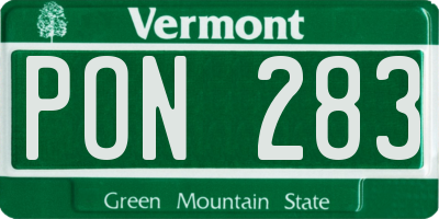 VT license plate PON283