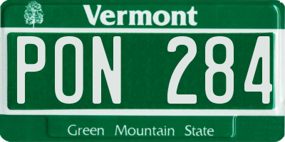 VT license plate PON284