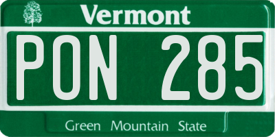 VT license plate PON285