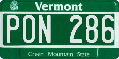 VT license plate PON286