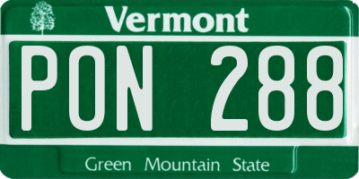 VT license plate PON288