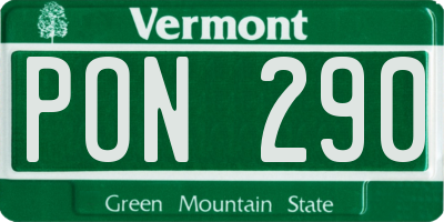 VT license plate PON290