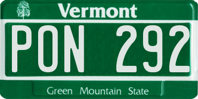 VT license plate PON292
