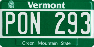VT license plate PON293