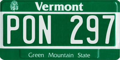 VT license plate PON297