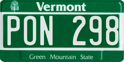 VT license plate PON298
