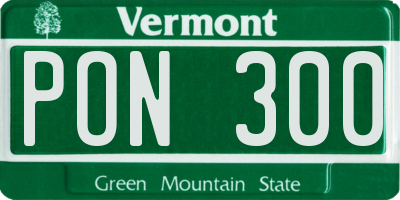 VT license plate PON300