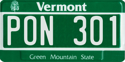 VT license plate PON301