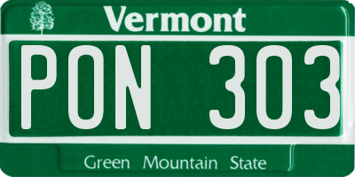 VT license plate PON303