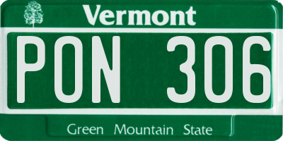 VT license plate PON306