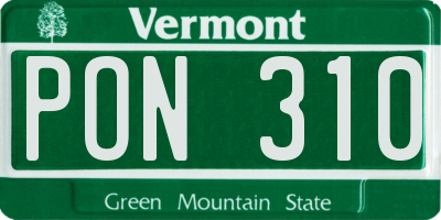 VT license plate PON310