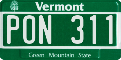 VT license plate PON311