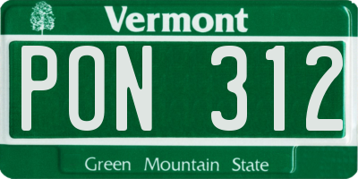 VT license plate PON312