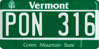 VT license plate PON316