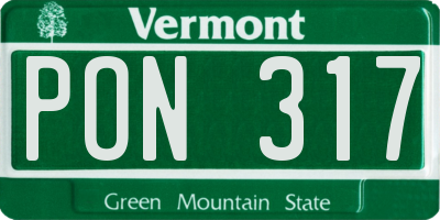 VT license plate PON317