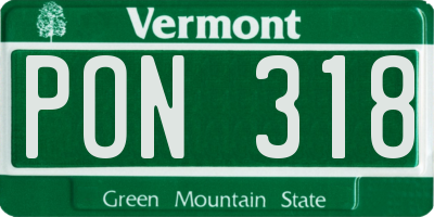 VT license plate PON318