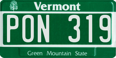 VT license plate PON319