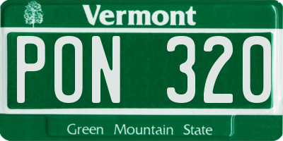 VT license plate PON320